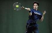 27 December 2010; Niall Fitzgeald from Greystones, Co. Wicklow, in action against Peter Bothwell. Babolat National Indoor Tennis Championships, David Lloyd Riverview, Clonskeagh, Dublin. Picture credit: Barry Cregg / SPORTSFILE