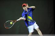 27 December 2010; Peter Bothwell, Downshire Hillsborough, Co. Down, in action against Niall Fitzgerald. Babolat National Indoor Tennis Championships, David Lloyd Riverview, Clonskeagh, Dublin. Picture credit: Barry Cregg / SPORTSFILE