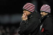 27 December 2010; A concerned Ulster head coach Brian McLaughlin looks on from behind the Leinster line. Celtic League, Ulster v Leinster, Ravenhill Park, Belfast. Picture credit: Oliver McVeigh / SPORTSFILE