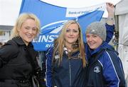 27 December 2010; Leinster fans, from left, Aisling Synnott, from Glasnevin, Dublin, with Emma and Jenny Kane, from Coolock, Dublin, at the Ulster v Leinster Celtic League match. Ravenhill Park, Belfast. Picture credit: Oliver McVeigh / SPORTSFILE