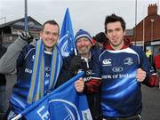 27 December 2010; Leinster fans, from left, Alan, Tony and Killian Dwyer, from Ranelagh, Dublin, at the Ulster v Leinster Celtic League match. Ravenhill Park, Belfast. Picture credit: Oliver McVeigh / SPORTSFILE