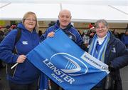 27 December 2010; Leinster fans, from left, Mary O'Brien, Conor O'Brien, from Ballyfermot, Dublin, and Katie Buchannan, from Kilmainham, Dublin, at the Ulster v Leinster Celtic League match. Ravenhill Park, Belfast. Picture credit: Oliver McVeigh / SPORTSFILE
