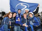 27 December 2010; Leinster fans, from left, Shona Aspil and Niamh Aspil, from Firhouse, Dublin, Jeremy Little, from Knocklyon, Dublin, Clive Bower, Irishtown, Dublin, Elisabeth Doyle, from Dun Laoghaire, Dublin, and Gillian Doyle, from Finglas, Dublin, at the Ulster v Leinster Celtic League match. Ravenhill Park, Belfast. Picture credit: Oliver McVeigh / SPORTSFILE