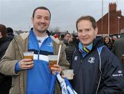 27 December 2010; Leinster fans Stewart Byrne, left, and Dara Maguire, from Greystones, Co. Wicklow, at the Ulster v Leinster Celtic League match. Ravenhill Park, Belfast. Picture credit: Oliver McVeigh / SPORTSFILE