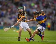 4 September 2016; Mark Holohan, Scoil Naomh Feichin, Termonfechin, Louth, representing Kilkenny, in action against Shea McElroy, St Naile's PS, Corrameen Rd, Kinawley, Fermanagh, representing Tipperary, during the Go Games during the GAA Hurling All-Ireland Senior Championship Final match between Kilkenny and Tipperary at Croke Park in Dublin. Photo by Ray McManus/Sportsfile