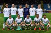 5 September 2016; The Republic of Ireland team, back row from left, Richard Keogh, John O'Shea, Jonathan Walters, Darren Randolph, Stephen Ward, James McClean, and front row from left, Robbie Brady, Seamus Coleman, Glenn Whelan, Jeff Hendrick and Shane Long pose for a picture ahead of the FIFA World Cup Qualifier match between Serbia and Republic of Ireland at the Red Star Stadium in Belgrade, Serbia. Photo by David Maher/Sportsfile