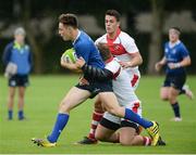 3 September 2016; James Hickey of Leinster is tackled by Lewis Sampson of Ulster during the U19 Interprovincial Series Round 1 match between Ulster and Leinster at RBAI in Belfast. Photo by Oliver McVeigh/Sportsfile