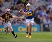 4 September 2016; Alex Connole, St Joseph's NS, Ballybrown, Clarina, Limerick, representing Tipperary, in action against Rebecca Gorman, Assumption Senior Girls School, Walkinstown, Dublin, representing Kilkenny, during the INTO Cumann na mBunscol GAA Respect Exhibition Go Games at the GAA Hurling All-Ireland Senior Championship Final match between Kilkenny and Tipperary at Croke Park in Dublin. Photo by Piaras Ó Mídheach/Sportsfile