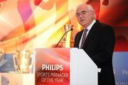 15 December 2010; Cel O'Reilly, Managing Director of Philips Ireland, speaking at the Philips Sports Manager of the Year 2010 awards. The Shelbourne Hotel Dublin, St Stephen's Green, Dublin. Picture credit: Stephen McCarthy / SPORTSFILE