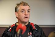 29 December 2010; Ulster Head coach Brian McLaughlin speaking during a press conference ahead of their Celtic League match against Munster. Newforge Training Centre, Belfast. Picture credit: Oliver McVeigh / SPORTSFILE