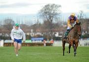 29 December 2010; Dublin footballer Eoghan O'Gara races Brave Inca, with Barry Geraghty up, in the Playing For Life Charity Race. Leopardstown Christmas Racing Festival 2010, Leopardstown Racecourse, Leopardstown, Dublin. Picture credit: Matt Browne / SPORTSFILE
