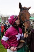 29 December 2010; Jockey Davy Russell celebrates with First Lieutenant after winning The paddypowerpoker.com Future Champions Novice Hurdle. Leopardstown Christmas Racing Festival 2010, Leopardstown Racecourse, Leopardstown, Dublin. Picture credit: Stephen McCarthy / SPORTSFILE
