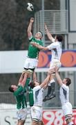 30 December 2010; Jerry Sexton, Ireland, wins possession in the line-out against Dominic Barrow, England. FIRA Under-18 Championnat d'Europe Qualifier, Ireland v England, Donnybrook Stadium, Donnybrook, Dublin. Picture credit: Matt Browne / SPORTSFILE