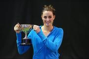 31 December 2010; Rachel Dillon, Donnybrook Tennis Club, Dublin, with the cup following her 6-2, 2-6, 7-5 victory over Sinead Lohan, Tramore, Co. Waterford, during the Women's Singles Final. National Indoor Tennis Championships Finals 2010, David Lloyd Riverview, Clonskeagh, Dublin. Picture credit: Stephen McCarthy / SPORTSFILE