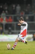 1 January 2011; Paddy Wallace, Ulster, kicks a penalty. Celtic League, Munster v Ulster, Thomond Park, Limerick. Picture credit: Diarmuid Greene / SPORTSFILE