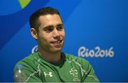 6 September 2016; Jason Smyth of Ireland during an IPC press conference before competing in the 100m T13 at the 2016 Paralympic Games in Rio de Janeiro, Brazil. Photo by Diarmuid Greene/Sportsfile