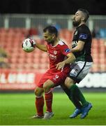 6 August 2016; Christy Fagan of St Patricks Athletic in action against Mark Salmon of Bray Wanderers  during the SSE Airtricity League Premier Division match between St Patrick's Athletic and Bray Wanderers at Richmond Park in Dublin. Photo by David Fitzgerald/Sportsfile