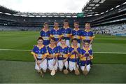 4 September 2016; The Tipperary team, back row, left to right, DJ Hession, Gaelscoil De hÍde, Galway Road, Roscommon, Jack Morrissey, Ballyhea NS, Charleville, Cork, Emmet McGirl, St Mary's NS, Aughnasheelin, Leitrim, Eamon Cunneen, St Mary's NS, Raharney, Westmeath, William Beresford, Garranbane NS, Dungarvan, Waterford, front row, left to right, Augustine Waters, St Patrick's NS, Ballinfull, Maugherow, Sligo, Shea McElroy, St Naile's PS, Corrameen Rd, Kinawley, Fermanagh, Eamon Cassidy, St Brigids, Maghera, Derry, Tristan O'Tuama, Gaelscoil Durlas, Thurles, Leo Hughes, St Patrick's PS Dungannon, Dungannon, Tyrone, ahead of the GAA Hurling All-Ireland Senior Championship Final match between Kilkenny and Tipperary at Croke Park in Dublin. Photo by Daire Brennan/Sportsfile