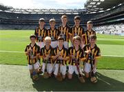 4 September 2016; The Kilkenny team, back row, left to right, Gearóid Vaughan, Broadford & Kilbane NS, Broadford, Clare, Mark Holohan, Scoil Naomh Feichin, Termonfechin, Louth, Edward Greene Harney, Monamolin NS, Gorey, Wexford, Paudie Heavin, Scoil Mhuire na mBuachaillí, Castleblayney, Monaghan, Evan Geoghegan, Kildalkey NS, Kildalkey, Meath, front row, left to right, Oisín Smith, Bruskey NS, Bruskey Ballinagh, Cavan, Kevin Hogan, St Pius X BNS, Terenure, Dublin, Jim Kennedy, St Mary's BNS Rathfarnham, Rathfarnham, Dublin 14, Joe Dundon, Borris Mixed NS, Borris, Carlow, Pádraig Lennon, Scoil Chiaran Naofa, Stoneyford, Kilkenny, ahead of the GAA Hurling All-Ireland Senior Championship Final match between Kilkenny and Tipperary at Croke Park in Dublin. Photo by Daire Brennan/Sportsfile