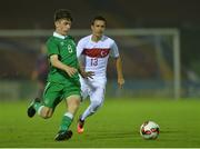 6 September 2016; Aaron Bolger of Republic of Ireland in action against Atalay Babacan of Turkey during the U17 International Friendly match between Republic of Ireland and Turkey at Turners Cross in Cork. Photo by Eóin Noonan/Sportsfile