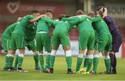 6 September 2016; Republic of Ireland huddle before the U17 International Friendly match between Republic of Ireland and Turkey at Turners Cross in Cork. Photo by Eóin Noonan/Sportsfile