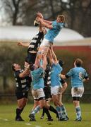 8 January 2011; Aaron McCloskey, Garryowen, takes the ball in a lineout ahead of Dean Moore, Old Belvedere. All-Ireland League Division 1A, Old Belvedere v Garryowen, Anglesea Road, Ballsbridge, Dublin. Picture credit: Stephen McCarthy / SPORTSFILE