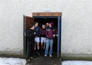 9 January 2011; Westmeath players await the referees decision on the referee's pitch inspection. Referee Fergal Kelly made the decision not to play the game due to the overnight frost. O'Byrne Cup, Westmeath v Dublin, St. Loman's GAA Club, Lakepoint Park, Mullingar, Co. Westmeath. Picture credit: Dáire Brennan / SPORTSFILE