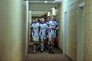 9 January 2011; Laois players left to right, Colm Parkinson, Gary Kavanagh and Padraig Clancy, walk out from their dressing before their game against Wicklow. O'Byrne Cup, Laois v Wicklow, O'Moore Park, Portlaoise, Co. Laois. Picture credit: David Maher / SPORTSFILE