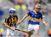 4 September 2016; Eamon Cunneen, St Mary's NS, Raharney, Westmeath, representing Tipperary, in action against Jim Kennedy, St Mary's BNS Rathfarnham, Dublin 14, representing Kilkenny, during the INTO Cumann na mBunscol GAA Respect Exhibition Go Games at the GAA Hurling All-Ireland Senior Championship Final match between Kilkenny and Tipperary at Croke Park in Dublin. Photo by Eóin Noonan/Sportsfile