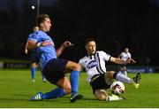 9 September 2016; Mark Langtry of UCD is tackled by Shane Grimes of Dundalk during the Irish Daily Mail FAI Cup Quarter-Final match between UCD and Dundalk at the UCD Bowl in Belfield, Dublin. Photo by Ramsey Cardy/Sportsfile