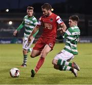 9 September 2016; Gearoid Morrissey of Cork City in action against Trevor Clarke of Shamrock Rovers during the Irish Daily Mail FAI Cup Quarter-Final match between Shamrock Rovers and Cork City at Tallaght Stadium in Tallaght, Co Dublin. Photo by David Maher/Sportsfile