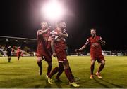 9 September 2016; Sean Maguire of Cork City celebrates after scoring his side's fifth goal with team mates Stephen Dooley and Kevin O'Connor during the Irish Daily Mail FAI Cup Quarter-Final match between Shamrock Rovers and Cork City at Tallaght Stadium in Tallaght, Co Dublin. Photo by David Maher/Sportsfile