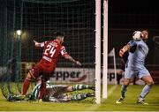 9 September 2016; Goalkeeper of Shamrock Rovers Barry Murphy saves the shot from Sean Maguire of Cork City during the Irish Daily Mail FAI Cup Quarter-Final match between Shamrock Rovers and Cork City at Tallaght Stadium in Tallaght, Co Dublin. Photo by David Maher/Sportsfile