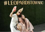 10 September 2016; Alison Rowe, left, with her daughters Charlotte, 7, and Isabella, 9, from Roscrea, Co Tipperary, take a selfie at the Longines Irish Champions Weekend at Leopardstown Racecourse in Dublin. Photo by Sam Barnes/Sportsfile