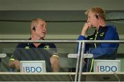 10 September 2016; Leinster head coach Leo Cullen, right, in conversation with senior coach Stuart Lancaster during the Guinness PRO12 Round 2 match between Glasgow Warriors and Leinster at Scotstoun Stadium in Glasgow, Scotland. Photo by Seb Daly/Sportsfile