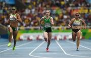 10 September 2016; Orla Comerford of Ireland, alongside Lisa Hayes, left, of Russia and Janne Sophie Engeleiter, right, of Germany on her way to finishing 4th during Heat 1 of the Women's 100m T13 at the Olympic Stadium during the Rio 2016 Paralympic Games in Rio de Janeiro, Brazil. Photo by Sportsfile
