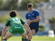 10 September 2016; Peter Sullivan of Leinster about to be tackled by Graham Kerr of Connacht during the U19 Interprovincial Series Round 2 match between Connacht and Leinster at Galwegians RFC in Galway. Photo by Oliver McVeigh/Sportsfile