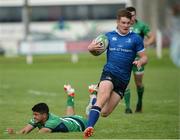 10 September 2016; Peter Sullivan of Leinster going through to score his sides fourth try during the U19 Interprovincial Series Round 2 match between Connacht and Leinster at Galwegians RFC in Galway. Photo by Oliver McVeigh/Sportsfile