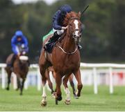 10 September 2016; Alice Springs, with Ryan Moore up, on their way to winning the Coolmore Fastnet Rock Matron Stakes at Leopardstown Racecourse in Dublin. Photo by Matt Browne/Sportsfile