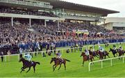 10 September 2016; Almanzor, with Christophe Soumillon up, on their way to winning the QIPCO Irish Champion Stakes from second place Found with Frankie Dettori at Leopardstown Racecourse in Dublin. Photo by Matt Browne/Sportsfile