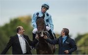 10 September 2016; Almanzor, with Christophe Soumillon up, after winning the QIPCO Irish Champion Stakes at Leopardstown Racecourse in Dublin. Photo by David Fitzgerald/Sportsfile