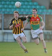 9 January 2011; Thomas Walsh, Carlow, in action against Thomas Kehoe, Kilkenny. O'Byrne Cup, Carlow v Kilkenny, Dr. Cullen Park, Carlow. Picture credit: Matt Browne / SPORTSFILE