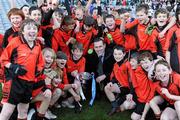 11 January 2011; Former Dublin footballer and former pupil of St Brigid's in Killester, Ciaran Whelan of Allianz Ireland, with the victorious St Brigid's, Killester team after they defeated Bishop Galvin National School in the Sciath na nGearaltach final. Allianz Cumann na mBunscol Football Finals, Sciath na nGearaltach, St Brigid's, Killester, Dublin v Bishop Galvin National School, Templeogue, Dublin. Croke Park, Dublin. Picture credit: Brendan Moran / SPORTSFILE