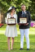 10 September 2016; Ciara Murphy who won the Longines Prize for Elegance with winner of the Male Longines Prize for Elegence Lawson Mpame at Leopardstown Racecourse in Dublin. Photo by David Fitzgerald/Sportsfile