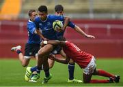11 September 2016; Morgan Purcell of Leinster iis tackled by Ikem Ugwuru of Munster during the U18 Clubs Interprovincial Series Round 2 match between Munster and Leinster at Thomond Park in Limerick. Photo by David Maher/Sportsfile