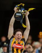 11 September 2016; Kilkenny captain Áine Fahey lifts the Jack McGrath Cup after the Liberty Insurance All-Ireland Intermediate Camogie Championship Final match between Cork and Kilkenny at Croke Park in Dublin. Photo by Piaras Ó Mídheach/Sportsfile