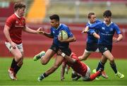 11 September 2016; Morgan Purcell of Leinster is tackled by Ikem Ugwuru of Munster during the U18 Clubs Interprovincial Series Round 2 match between Munster and Leinster at Thomond Park in Limerick. Photo by David Maher/Sportsfile