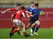 11 September 2016; Cormac Timoney of Leinster in action against Shane Brosnahan and Nick O'Donoghue of Munster during the U18 Clubs Interprovincial Series Round 2 match between Munster and Leinster at Thomond Park in Limerick. Photo by David Maher/Sportsfile