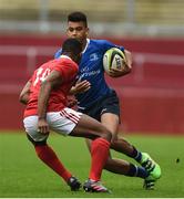 11 September 2016; Morgan Purcell of Leinster in action against Ikem Ugwuru of Munster during the U18 Clubs Interprovincial Series Round 2 match between Munster and Leinster at Thomond Park in Limerick. Photo by David Maher/Sportsfile