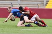 11 September 2016; Jordan Fitzpatrick of Leinster is tackled by Ikem Ugwuru of Munster during the U18 Clubs Interprovincial Series Round 2 match between Munster and Leinster at Thomond Park in Limerick. Photo by David Maher/Sportsfile